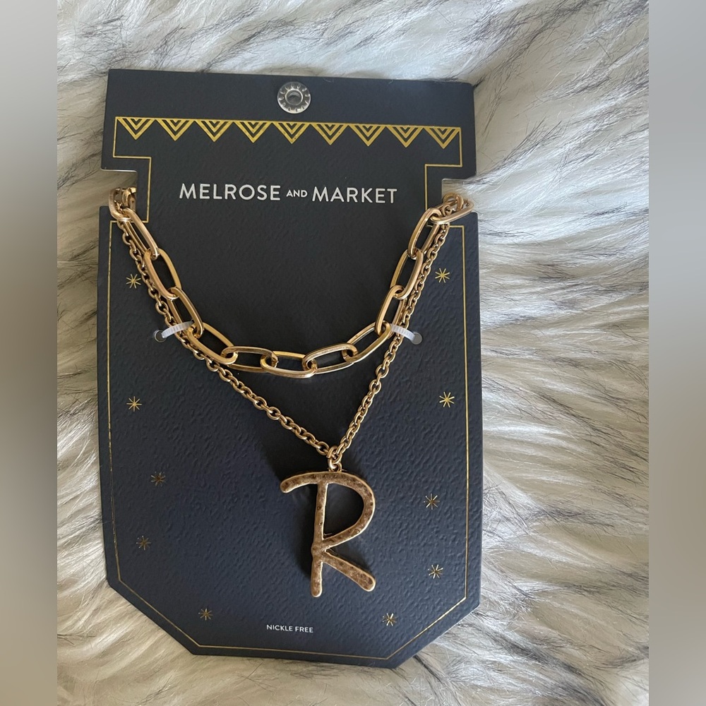 Nordstrom Melrose and Market PAPER CLIP CHAIN INITIAL NECKLACE IN R- GOLD